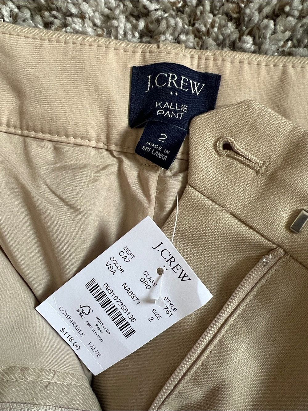 NWT J. CREW Kallie Stretch Linen-Blend Straight-leg Pant Beige Size 2 - Picture 9 of 14